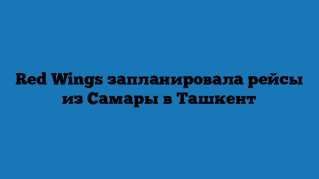 Red Wings запланировала рейсы из Самары в Ташкент