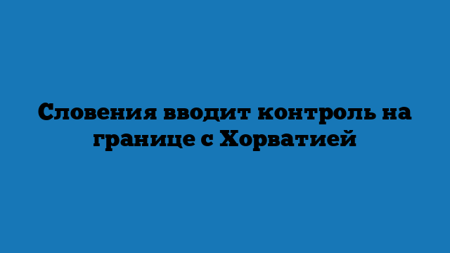 Словения вводит контроль на границе с Хорватией